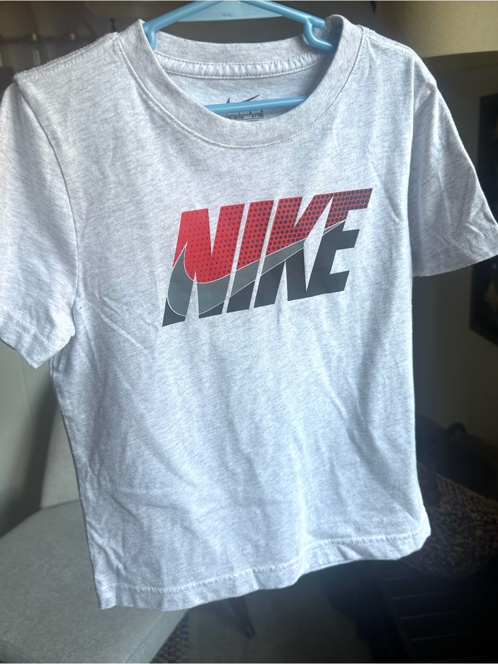 Nike Light Gray Tee with Red and Black Logo